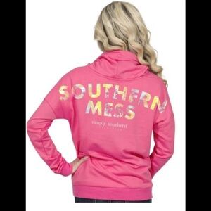 Simply Southern Preppy Southern Mess funnel neck hoodie shirt size XL